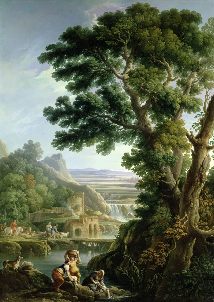 Un paesaggio nel Lazio con lavandaie
